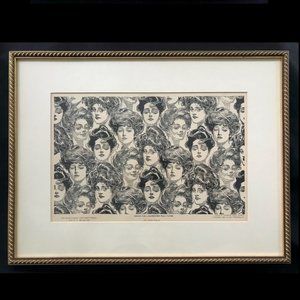 BACHELOR'S WALL PAPER by Charles Dana Gibson circa 1906 print, framed